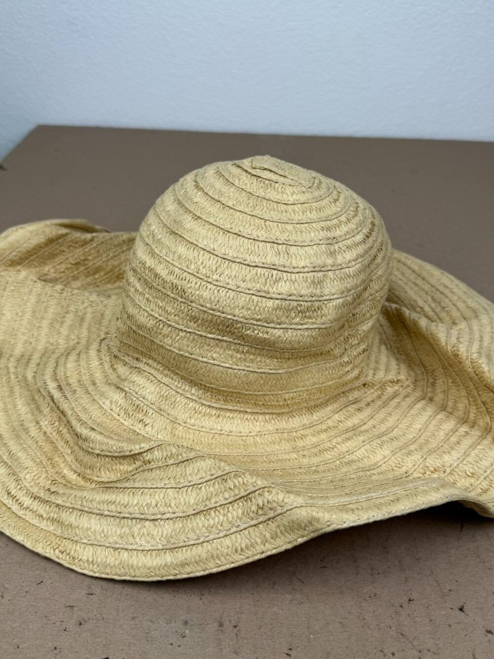 Forever 21 Women's Wide Brim Floppy Sun Hat Tan Paper Straw Beach Summer